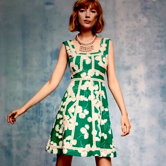 Anthropologie MAEVE Boho Green Floral Dress Sz. 8 - Picture 1 of 13